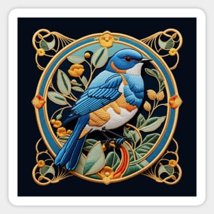 Eastern Bluebird Burst Embroidered Patch Sticker